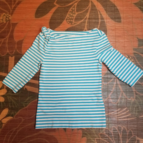 Kate Spade Turquoise & White 3/4 Sleeve Tee - Picture 7 of 8